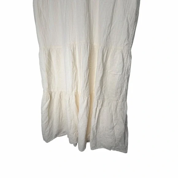 Quince 100 organic cotton gauze tiered maxi dress antique Cream color large - Picture 6 of 11